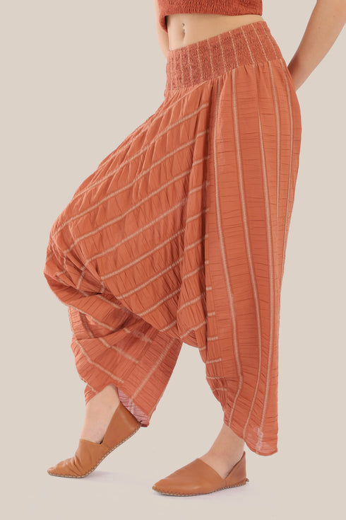 Striped harem pants with elastic waistband